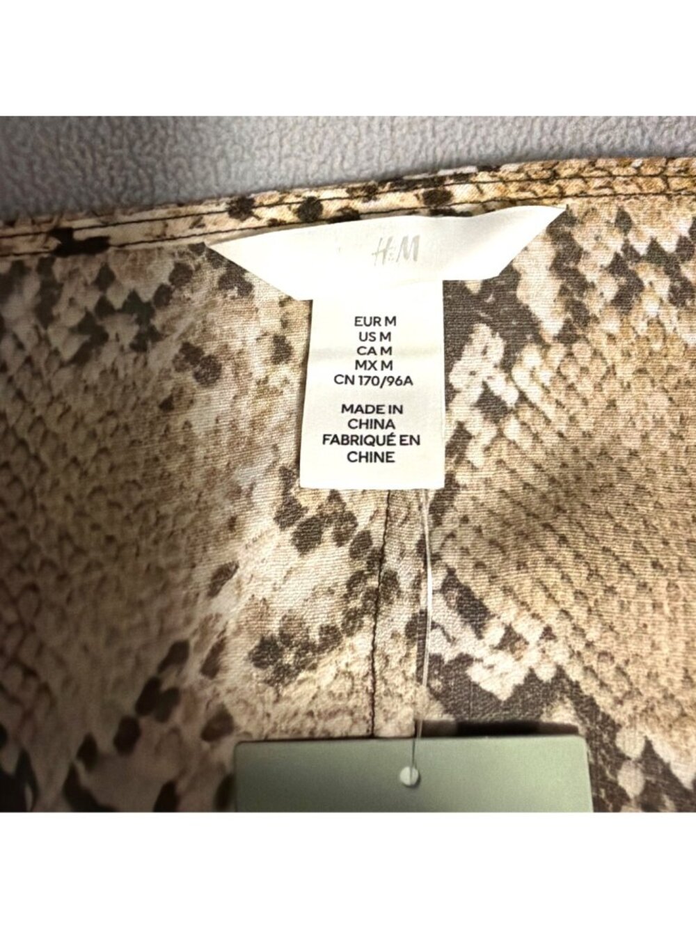 H&M Snakeskin Print Slip Dress Adjustable Straps Size M Recycled Polyester Blend - Picture 3 of 7
